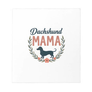 Vintage Daschund Mama Bloemige Hond Liefhebber Vec Notitieblok