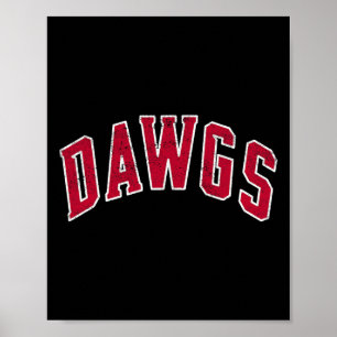 Vintage Dawgs Grappige Bulldog School Spirit Terug Poster