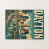 Vintage Dayton Ohio Silhouet Legpuzzel (Horizontaal)