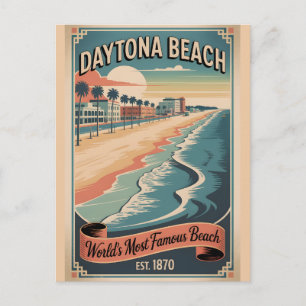 Vintage Daytona Beach Florida Retro Reisposter Feestdagenkaart