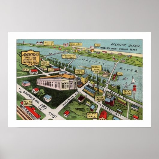 Vintage Daytona Beach Poster Print (Voorkant)