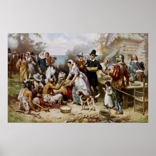 Vintage De eerste Thanksgiving 1621 Jean Ferris Poster (Voorkant)