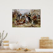 Vintage De eerste Thanksgiving 1621 Jean Ferris Poster (Keuken)