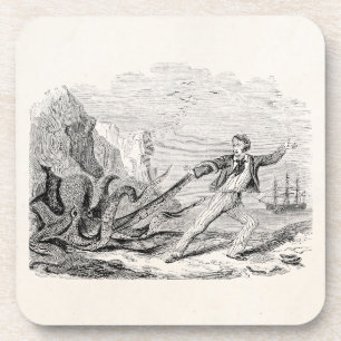 Vintage de heer Beale Pouple Octopus Sjabloon Blan Bier Onderzetter