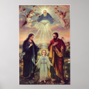 vintage de heilige familie, Jezus christ, Josef, M Poster