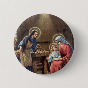 vintage de heilige familie, Jezus christ, Josef, M Ronde Button 5,7 Cm