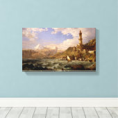 Vintage De kust van Genua Canvas Afdruk (Insitu (Houten vloer))