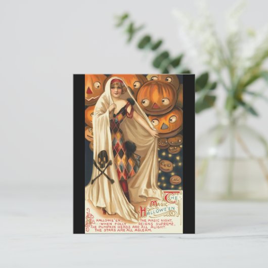 Vintage de Magic Halloween Briefkaart (Staand voorkant)