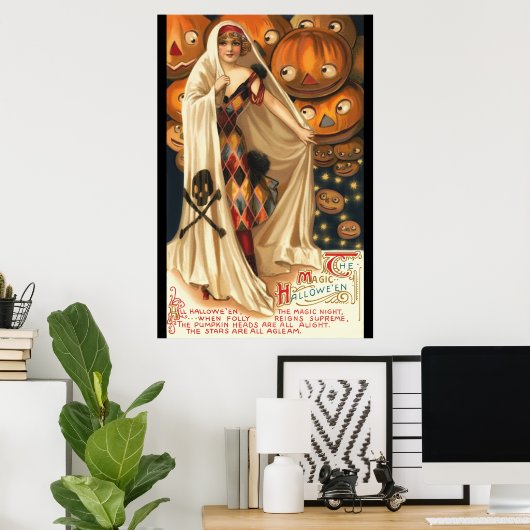 Vintage de Magic Halloween Poster (Thuiskantoor)