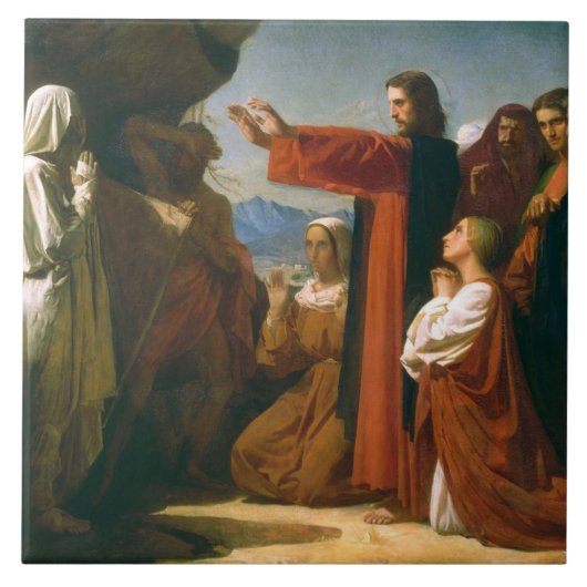 Vintage De opkomst van Lazarus Tegeltje (Voorkant)