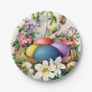Vintage De partijbord van de paaseierenmand Papieren Bordje