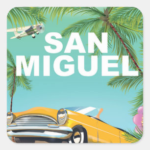 Vintage de reisposter van San Miguel El Salvador Vierkante Sticker