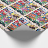 Vintage De vlam superheld Comic Book Villain Cadeaupapier (Hoek)