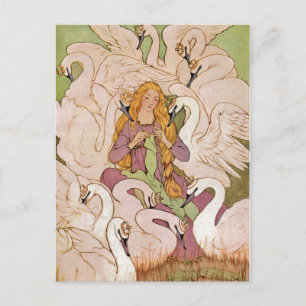 Vintage - de wilde zwanen, briefkaart