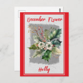 Vintage december bloem hulst bloemstuk briefkaart (Voorkant / Achterkant)