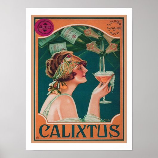 Vintage Deco Calixtus Champagne Poster (Voorkant)