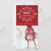 Vintage Deco Foliage Frame Merry Christmas Photo Feestdagenkaart (Voorkant)