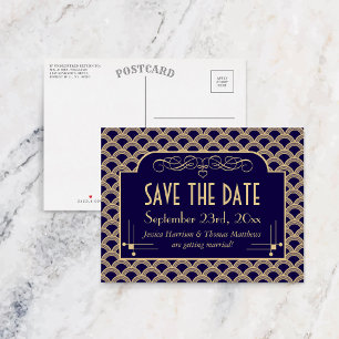 Vintage Deco Gatsby Wedding Collectie 1920 Aankondigingskaart