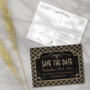 Vintage Deco Gatsby Wedding Collectie 1920 Aankondigingskaart