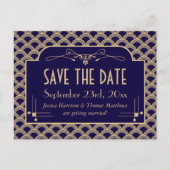 Vintage Deco Gatsby Wedding Collectie 1920 Aankondigingskaart (Voorkant)