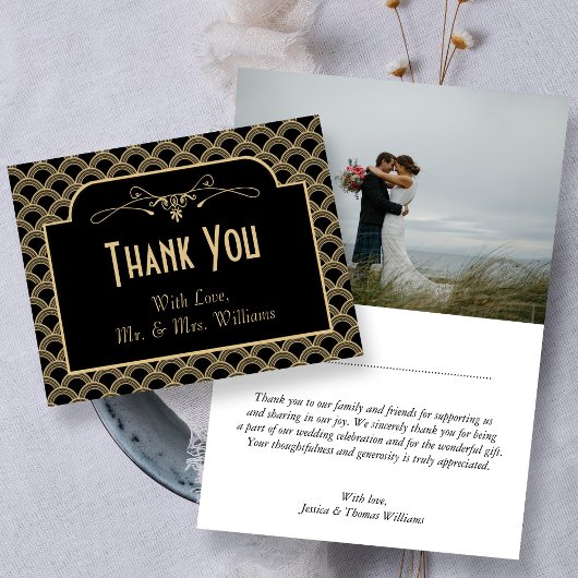 Vintage Deco Gatsby Wedding Collectie 1920 Bedankkaart