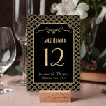 Vintage Deco Gatsby Wedding Collectie 1920 Kaart<br><div class="desc">Deze Gatsby stijl trouwtafel nummerkaarten zijn perfect voor elk stel dat een romantisch antiek thema huwelijk plant. Pas dit ontwerp eenvoudig aan door uw eigen aangepaste formulering toe te voegen aan de sjablonen die u hebt opgegeven, of klik op de knop "Aanpassen" voor meer geavanceerde instellingen. Overeenkomende bruidsartikelen zijn te...</div>