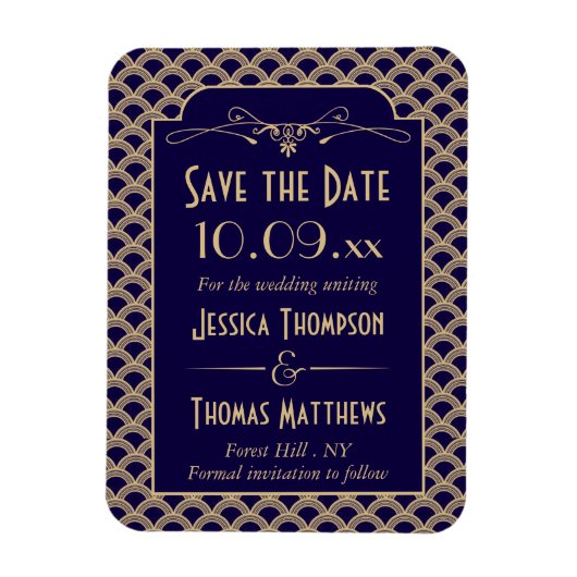 Vintage Deco Gatsby Wedding Collectie 1920 Magneet (Verticaal)