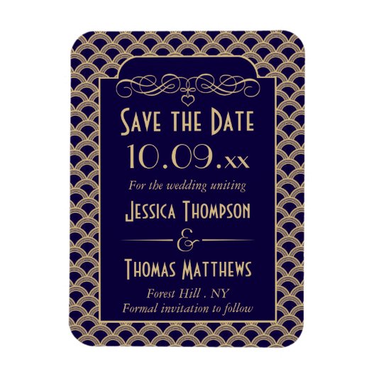 Vintage Deco Gatsby Wedding Collectie 1920 Magneet (Verticaal)