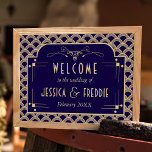Vintage Deco Gatsby Wedding Collectie 1920 Poster<br><div class="desc">Viel in stijl met dit trendy  trouwwelkomstteken. Dit ontwerp is perfect voor iedereen die een Gatsby Art Deco-feest van 1920 plant en de formulering van de sjabloon is heel gemakkelijk te personaliseren. Overeenkomende objecten zijn te vinden in het collectie.</div>