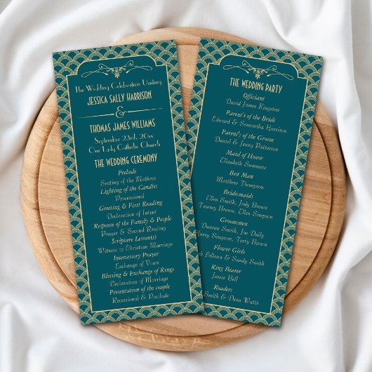 Vintage Deco Gatsby Wedding Collectie 1920 Programmakaart