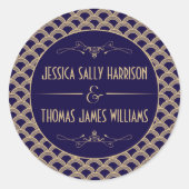Vintage Deco Gatsby Wedding Collectie 1920 Ronde Sticker (Voorkant)