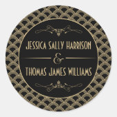 Vintage Deco Gatsby Wedding Collectie 1920 Ronde Sticker (Voorkant)