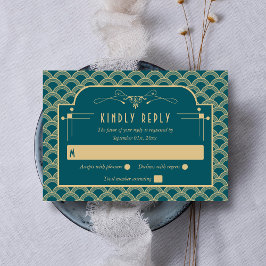 Vintage Deco Gatsby Wedding Collectie 1920 RSVP Kaartje