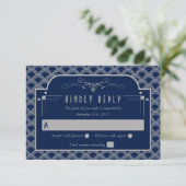 Vintage Deco Gatsby Wedding Collectie 1920 RSVP Kaartje (Staand voorkant)
