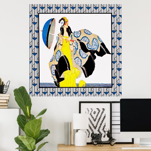 Vintage Deco Lady Poster (Thuiskantoor)