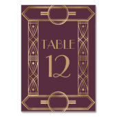 Vintage Deco Lijst Burgundy Goud Bruiloft Kaart (Voorkant)