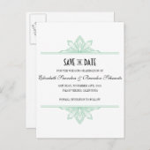 Vintage Deco Mint & Zwart Bewaar de datum Aankondigingskaart (Voorkant / Achterkant)