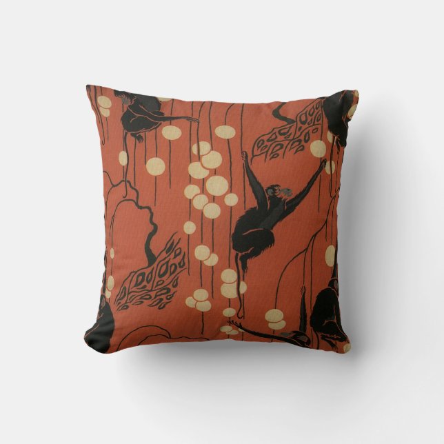 Vintage Deco Moderne apen Kussen (Voorkant)