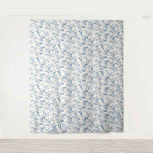 Vintage decor, Franse vintage, Blauwe bloem lente Wandkleed