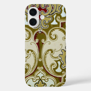 Vintage decoratieve gouden scroll royale behang iPhone 16 hoesje
