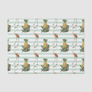 Vintage decoupage flamingo en ananaspatroon tissuepapier