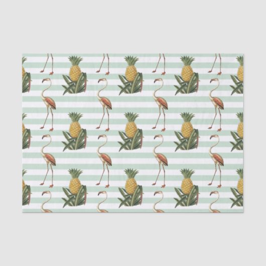 Vintage decoupage flamingo en ananaspatroon tissuepapier (Voorkant)
