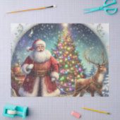Vintage Decoupage Kerstman en Rendieren Tissuepapier (Craft)