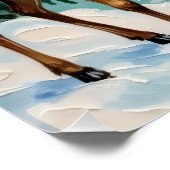 Vintage Deer and Robins Christmas Scene Perfect Poster (Hoek)