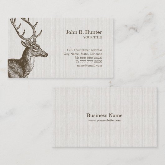 Vintage Deer Buck visitekaartje (Voorkant / Achterkant)