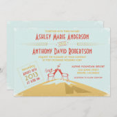 Vintage Deer Mountain Camping Glamping Wedding Kaart (Voorkant / Achterkant)