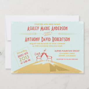 Vintage Deer Mountain Camping Glamping Wedding Kaart