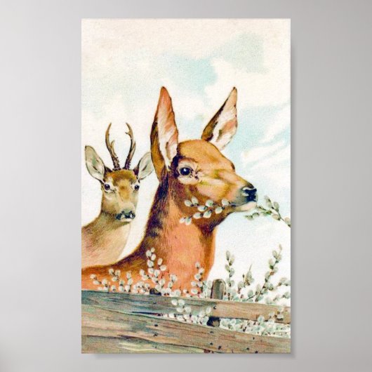 Vintage Deer Poster (Voorkant)