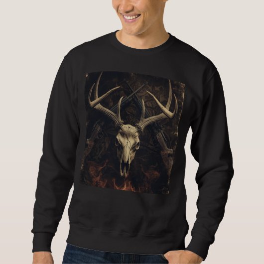 Vintage Deer Skull Camo Hunting Trui (Voorkant)