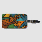 Vintage Deer Tiffany Style Stained Glass Art Bagagelabel (Voorkant (horizontaal))